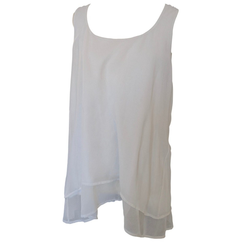 White House Black Market Tank Women M White Layered Chiffon Sleeveless Blouse